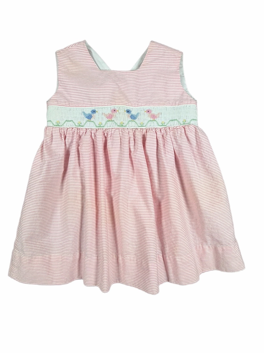 ANAVINI Baby Girl Striped Smocked Bird Dress - 18M